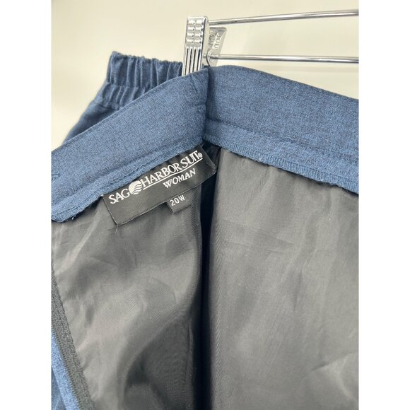 Navy Pencil Skirt 20W Sag Harbor Suits Blue Elastic Waist Office Vintage Modest - Picture 6 of 8